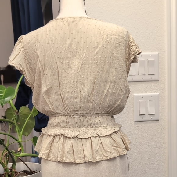 Chic Beige Ruffle Blouse - Picture 3 of 7